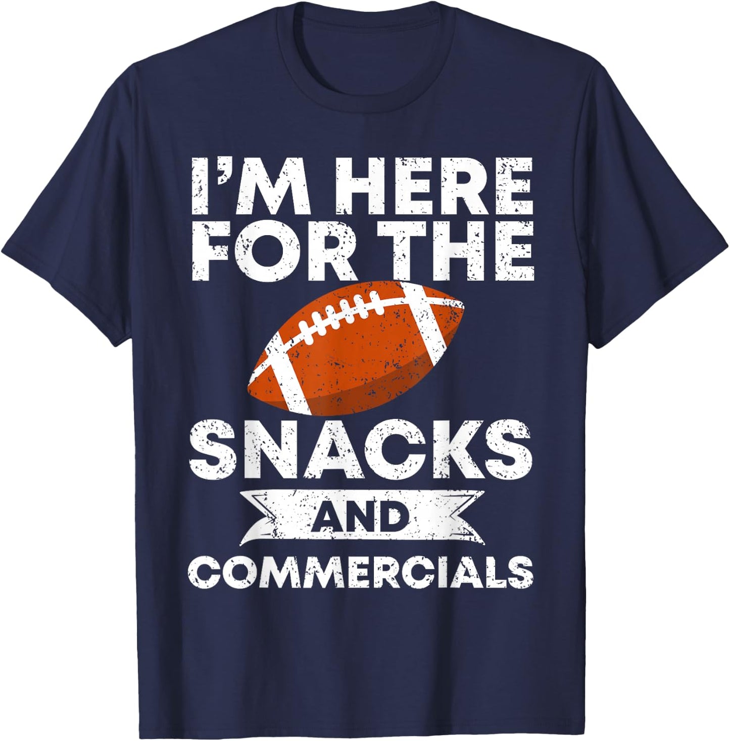 Snacks and Commercials Funny Football Bowl Gift T-Shirt - T-Shirt | Navy