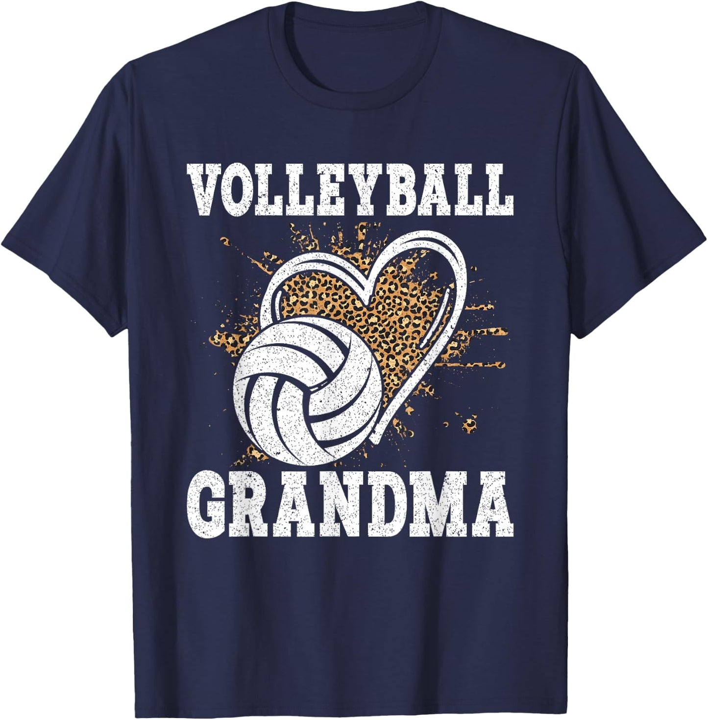 Volleyball Grandma Leopard shirt Funny Volleyball Grandma T-Shirt - T-Shirt | Navy