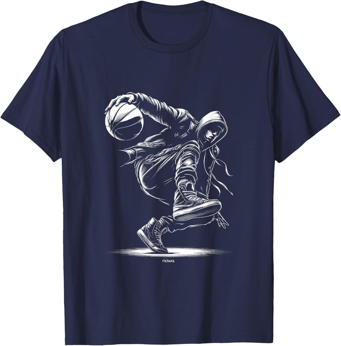 Hooded Breakdancing Basketball Crossover T-Shirt - T-Shirt | Navy