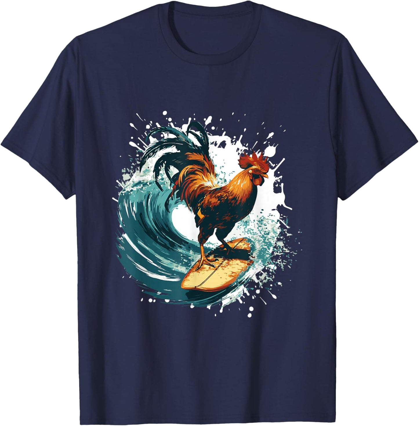 Rooster Surfing | Animal Sport Surfer T-Shirt - T-Shirt | Navy