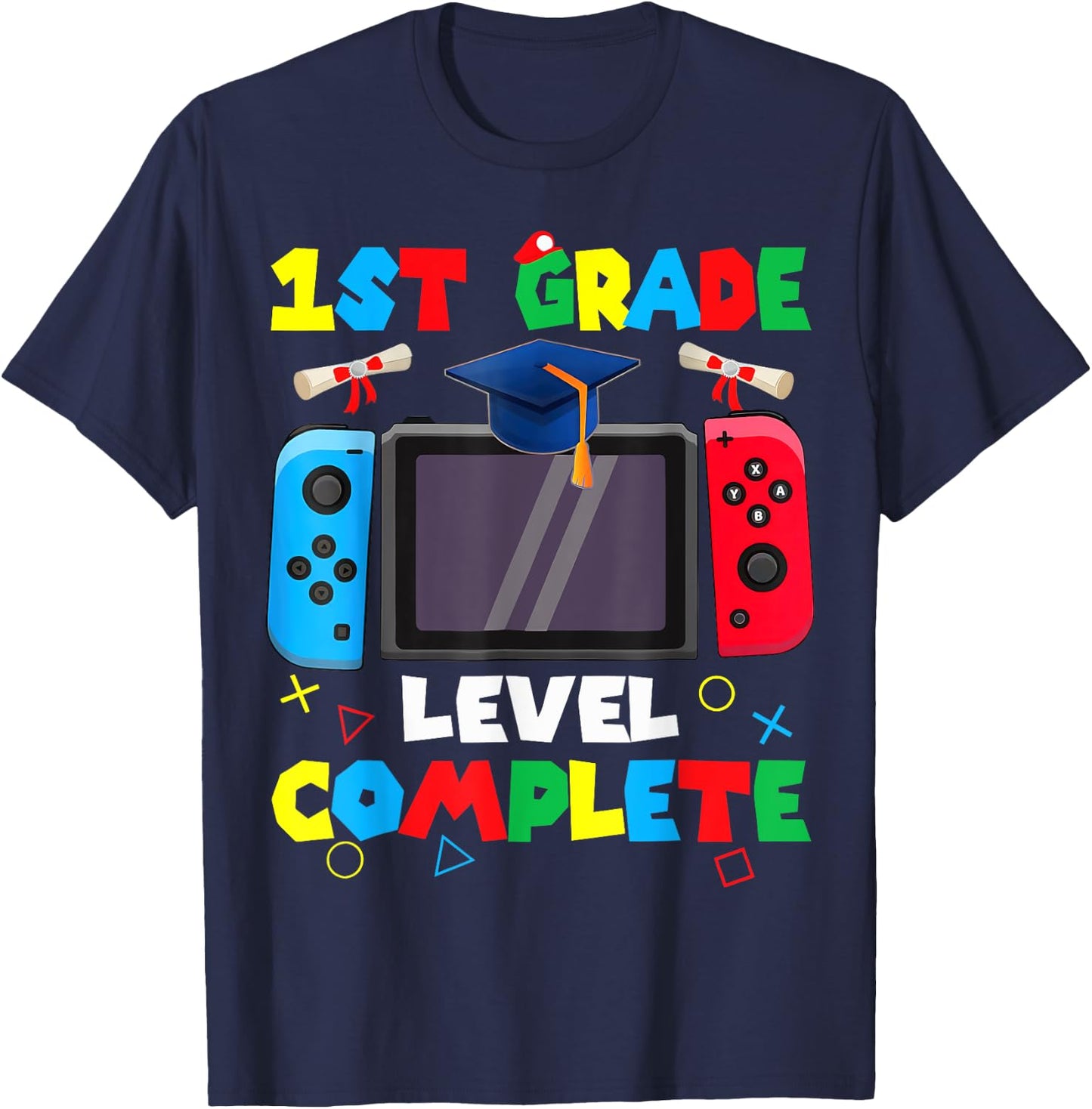 1st Grade Level Complete Graduation Class 2024 Boys Gamer T-Shirt - T-Shirt | Navy