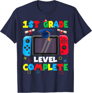 1st Grade Level Complete Graduation Class 2024 Boys Gamer T-Shirt - T-Shirt | Navy