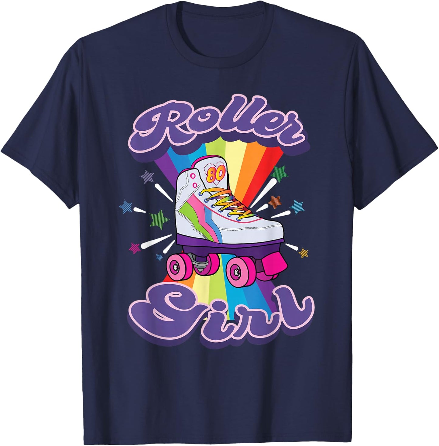 Roller Girl Funny Retro 70's Rolling Skates Gift Women Kids T-Shirt - T-Shirt | Navy