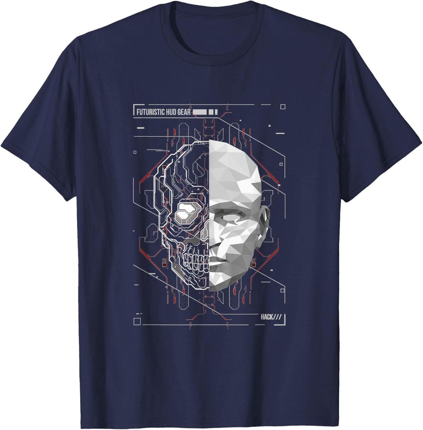 Cyberpunk HUD Gear - human anatomy of hologram T-Shirt - T-Shirt | Navy