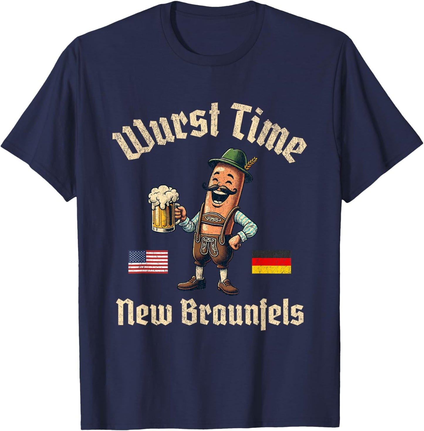Wurst Time Wurst Fest German Beer Festival New Braunfels T-Shirt - T-Shirt | Navy