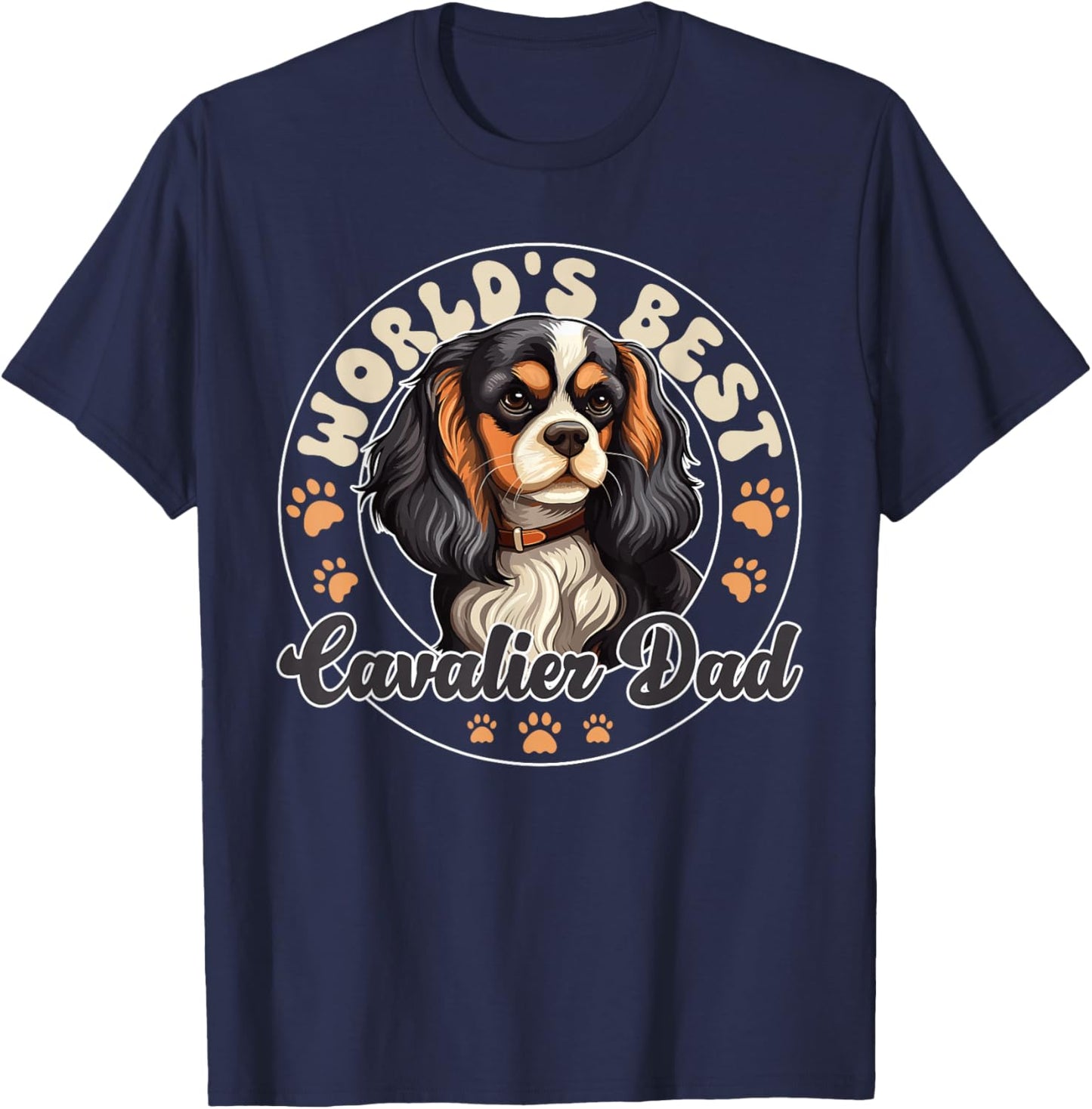 Cavalier King Charles Spaniel Dog World's Best Cavalier Dad T-Shirt - T-Shirt | Navy