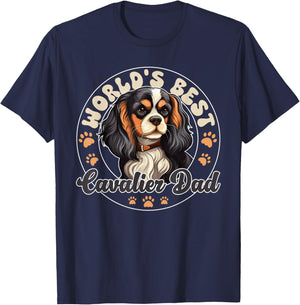 Cavalier King Charles Spaniel Dog World's Best Cavalier Dad T-Shirt - T-Shirt | Navy