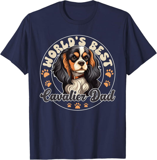 Cavalier King Charles Spaniel Dog World's Best Cavalier Dad T-Shirt - T-Shirt | Navy