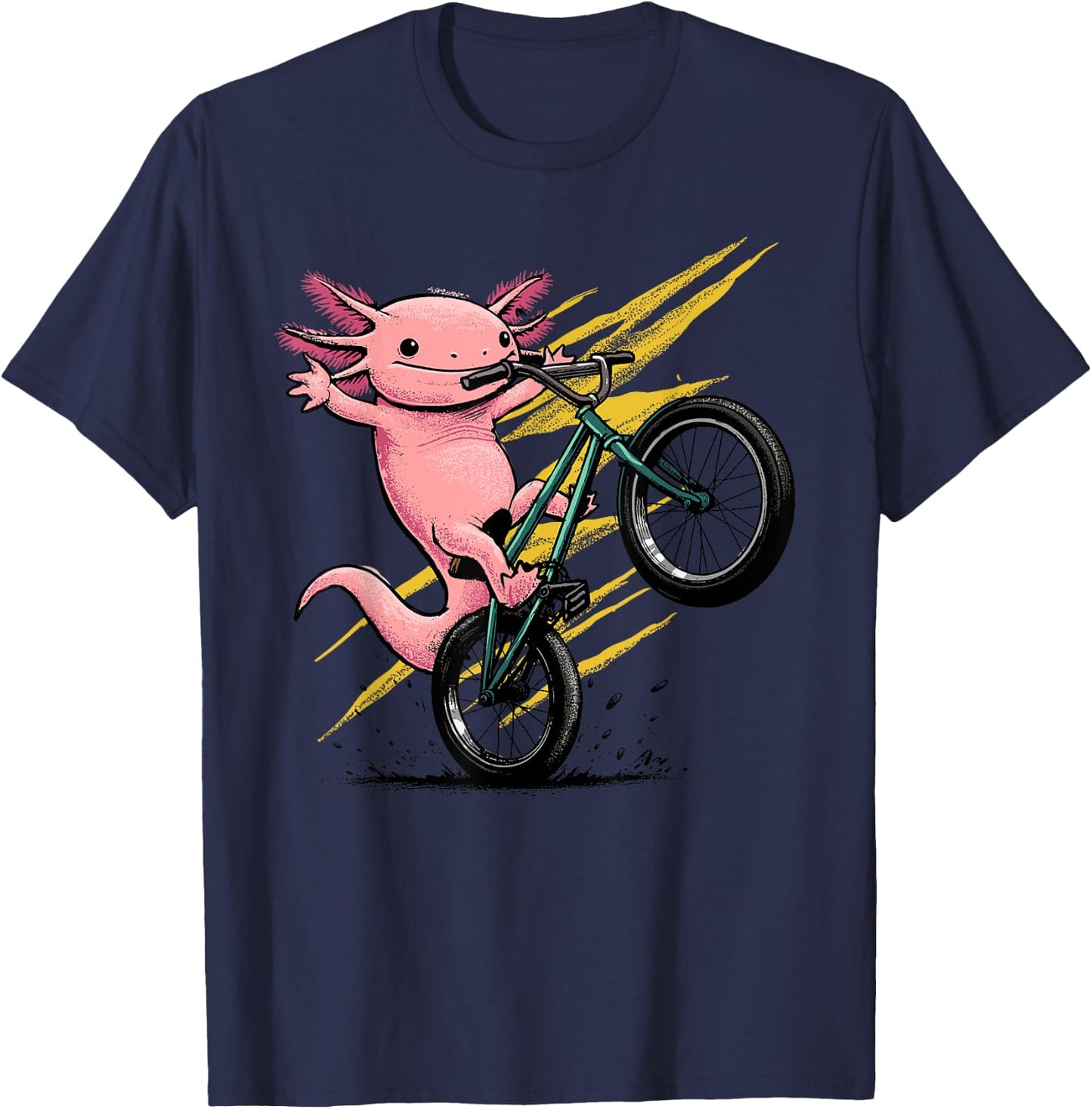 Axolotl Shirt Axolotl Bicycle Riding Cycling Funny Cyclist T-Shirt - T-Shirt | Navy