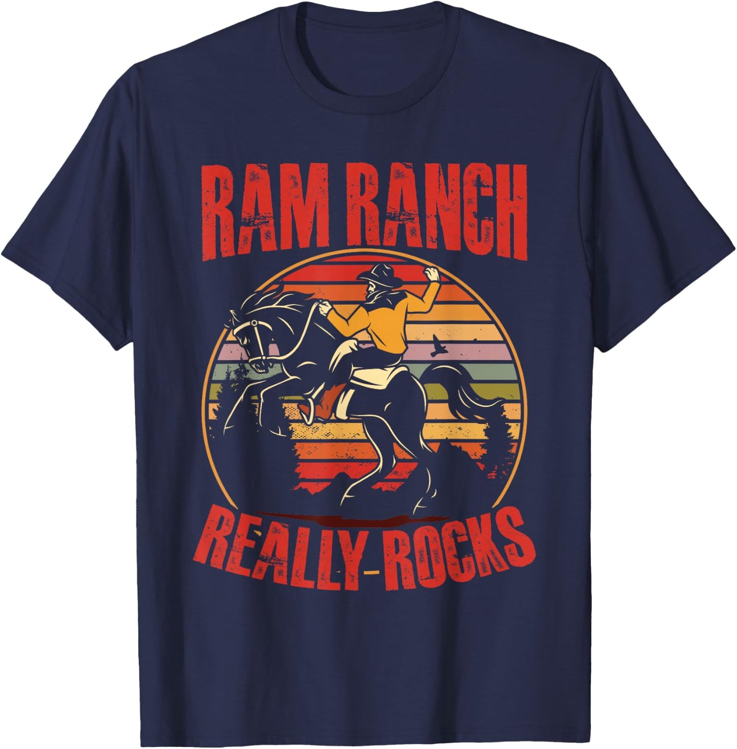 Ram Ranch Really Rocks Western Horse Riding Cowboy T-Shirt - T-Shirt | Navy