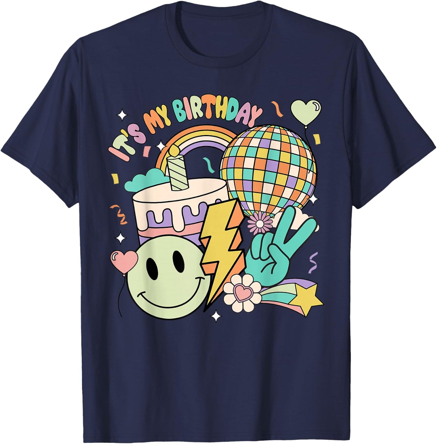 Its My Birthday Shirt Groovy Birthday Women Teens Girls T-Shirt - T-Shirt | Navy