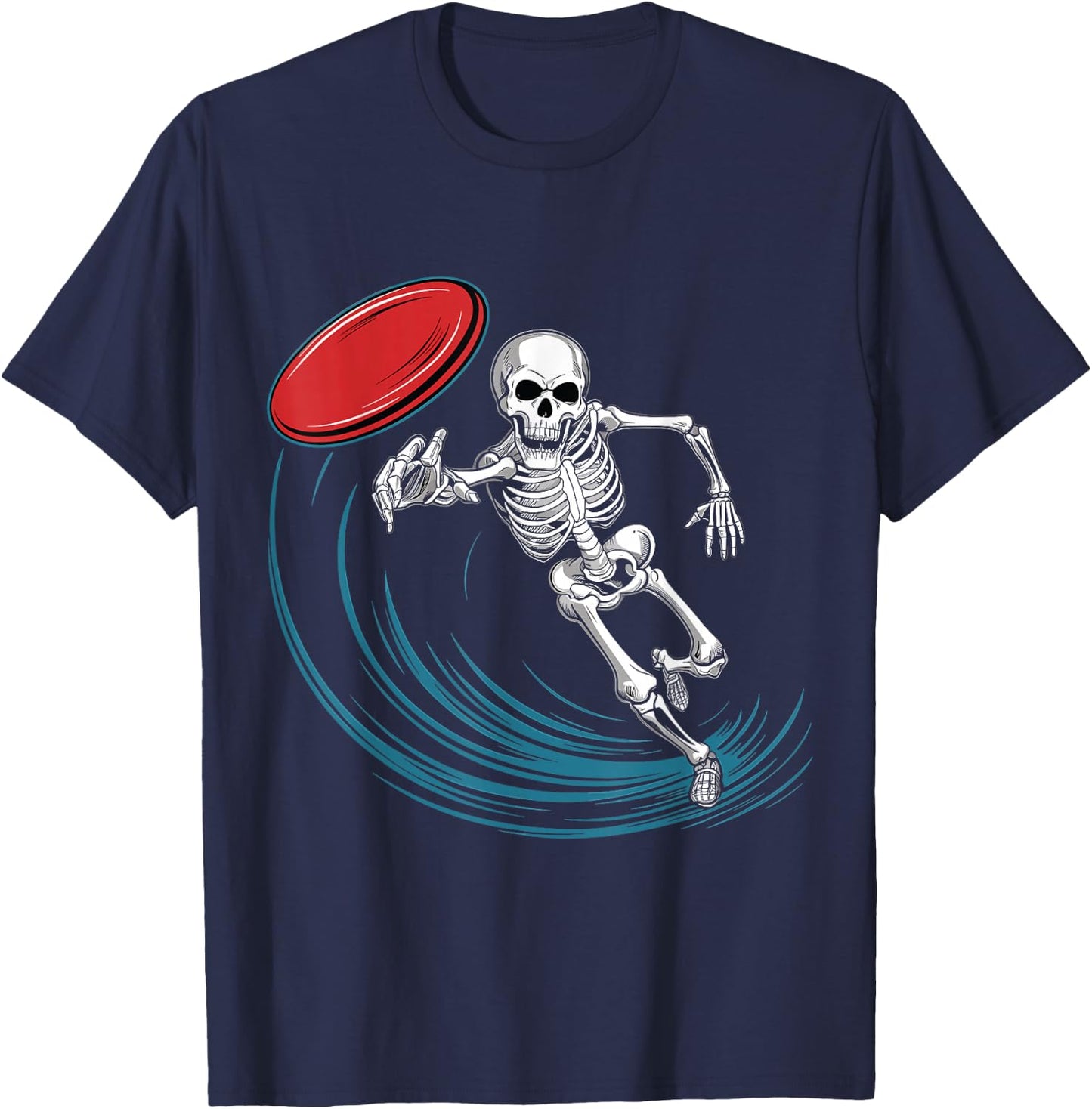 Disc Golfing Skeleton Halloween Men Boys Disc Golf Halloween T-Shirt - T-Shirt | Navy