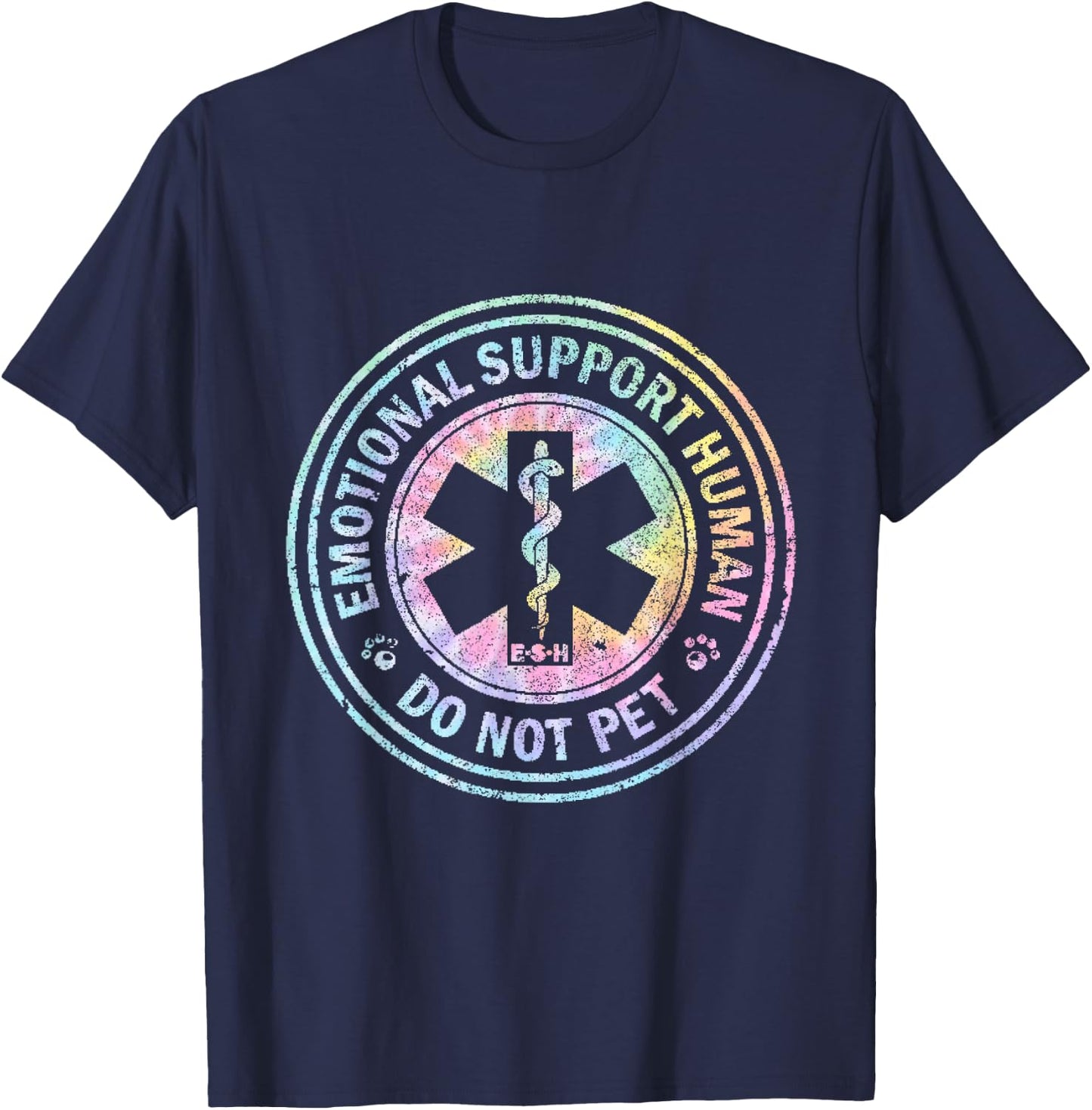 Emotional Support Human - Do Not Pet Tie Dye T-Shirt - T-Shirt | Navy