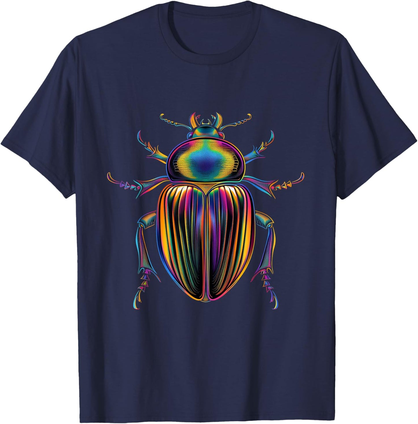Scarab Beetle Colourful Insects Beetle Entomology Scarabaeus T-Shirt - T-Shirt | Navy