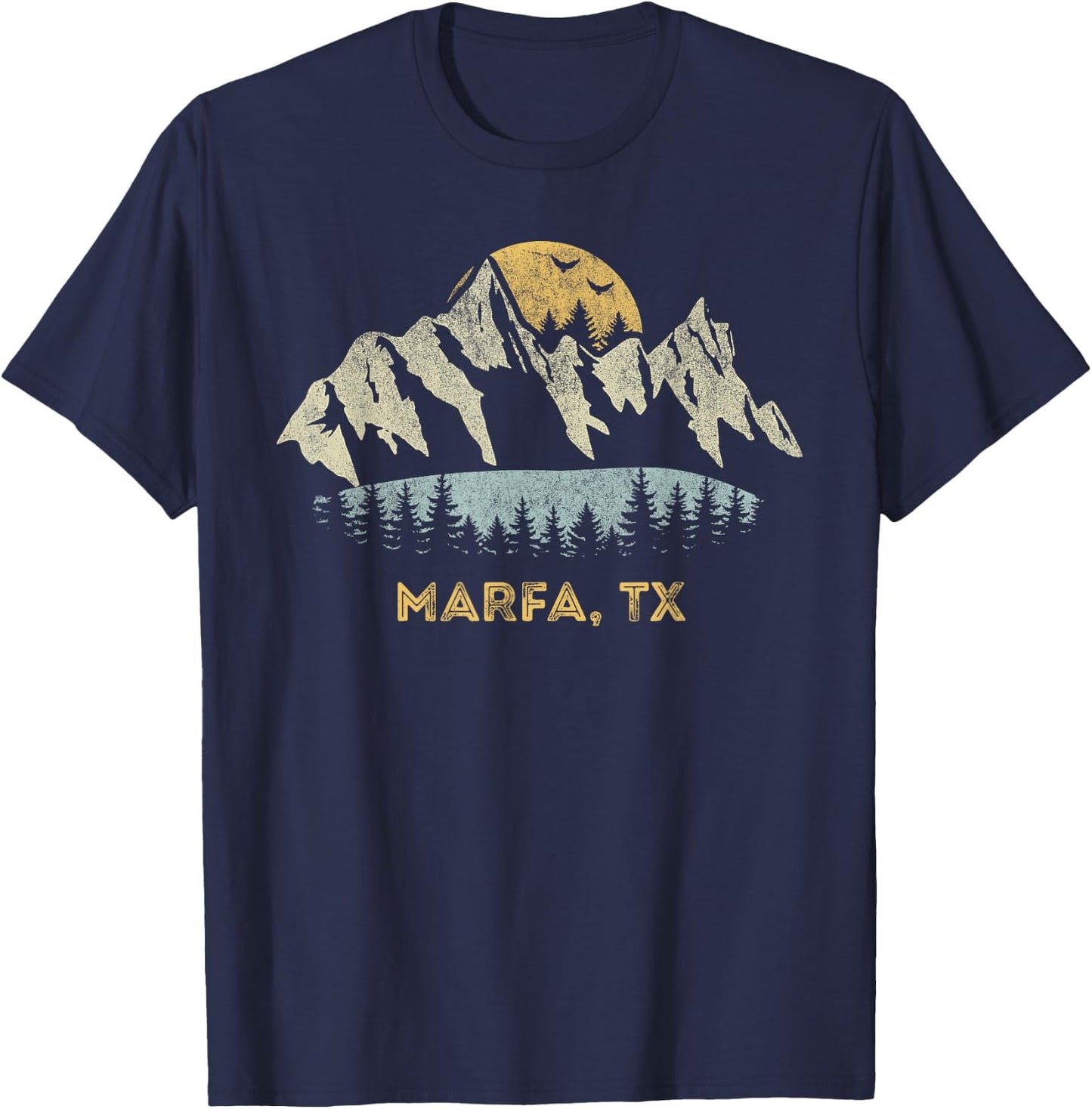 Marfa Texas Mountain Sunset Sunrise TX T-Shirt - T-Shirt | Navy