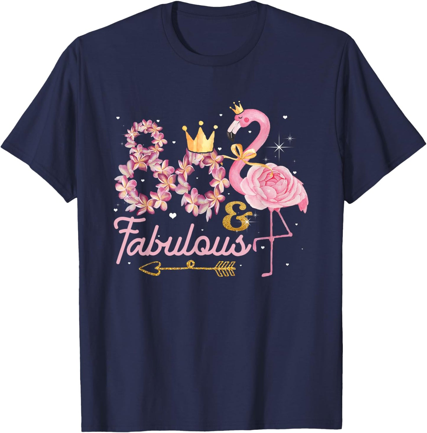 80 And Fabulous Flamingo 80th Birthday 1942 T-Shirt - T-Shirt | Navy