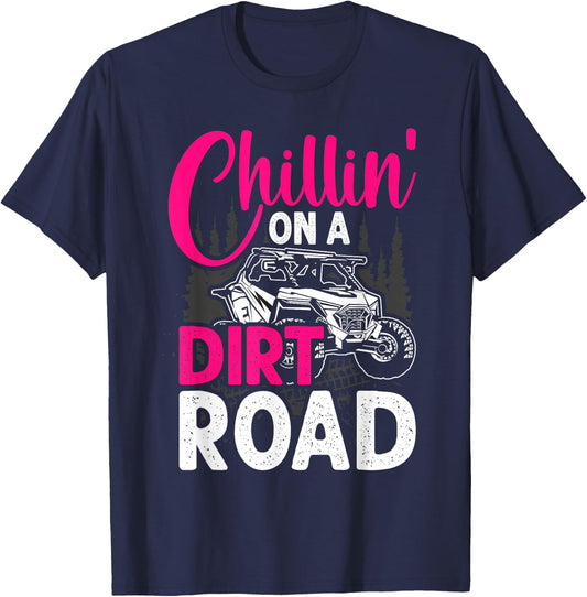 UTV Girls Chillin On Dirt Road SXS Side By Side Funny T-Shirt - T-Shirt | Navy