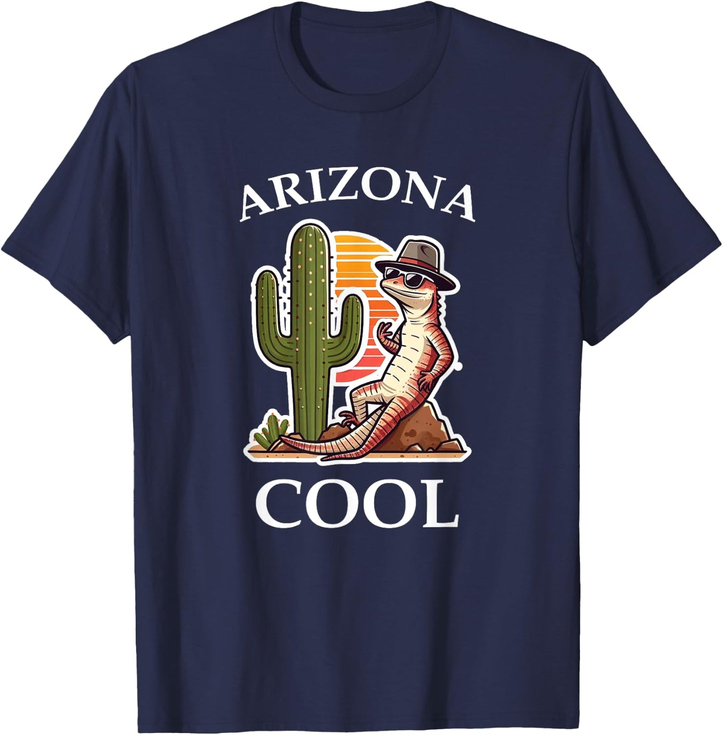 Arizona Cool Lizard Cactus T-Shirt - T-Shirt | Navy