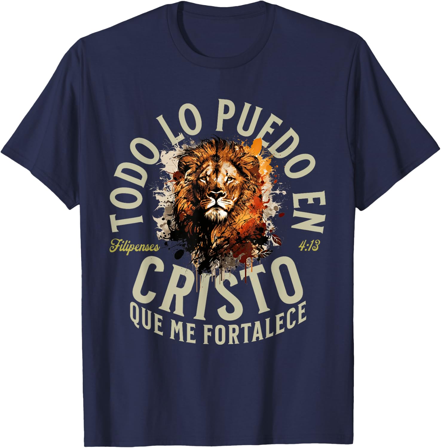 Christian Bible Verse in Spanish Todo Lo Puedo En Cristo T-Shirt - T-Shirt | Navy