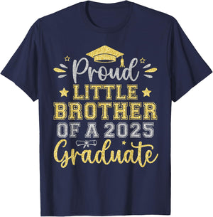 Proud Little Brother of a 2025 Graduate Senior Graduation T-Shirt - T-Shirt | Navy