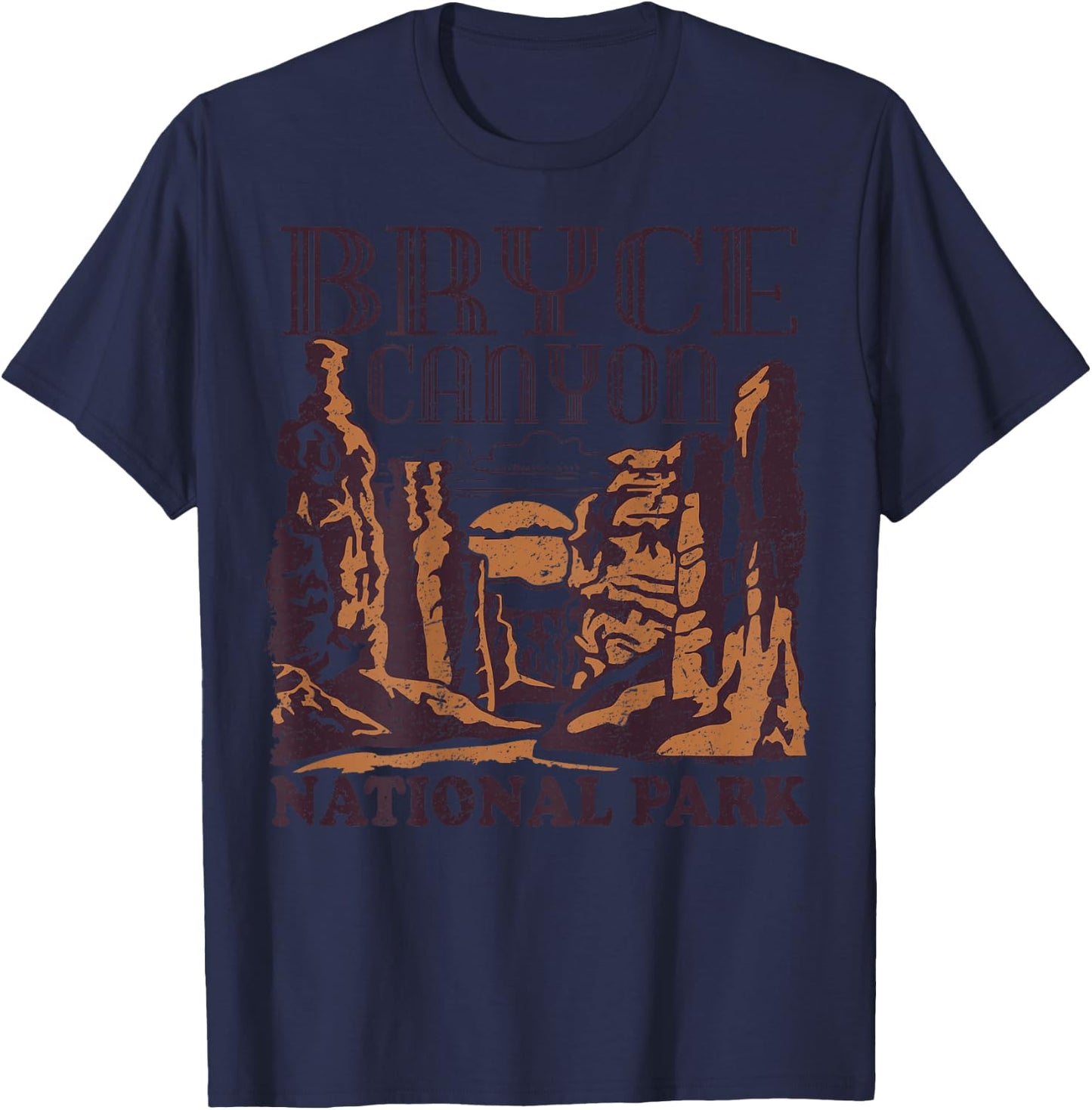 Bryce Canyon National Park (Design on Back) Vintage Style T-Shirt - T-Shirt | Navy