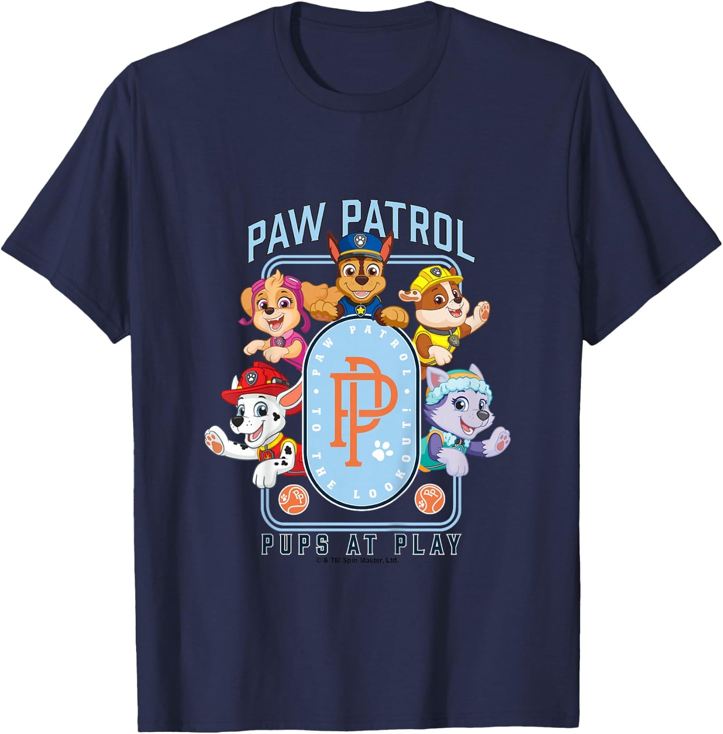 Kids PAW Patrol To The Lookout! Pups At Play Vintage Logo T-Shirt - T-Shirt | Navy