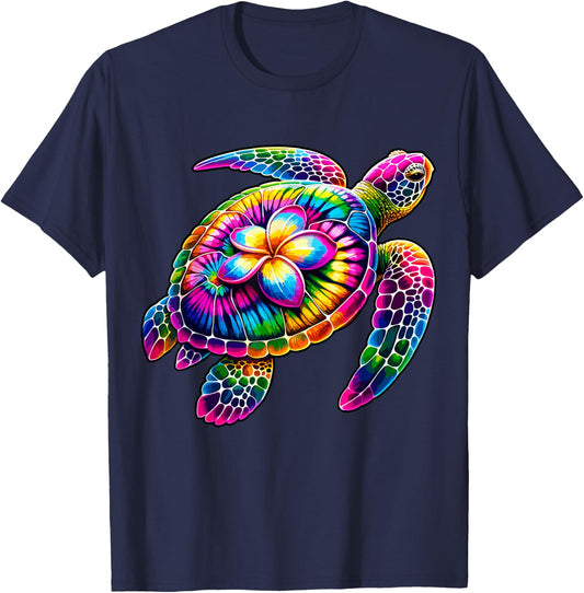 Hawaiian Sea Turtle Tie-Dye Hawaii Vacation Beach Summer T-Shirt - T-Shirt | Navy