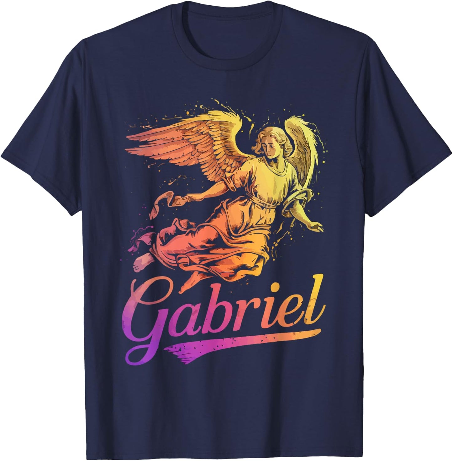 Archangel Gabriel Catholic Christianity Guardian Angel T-Shirt - T-Shirt | Navy
