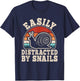 Easily Distracted By Snails Funny Retro Snail Men Women Kids T-Shirt - T-Shirt | Navy