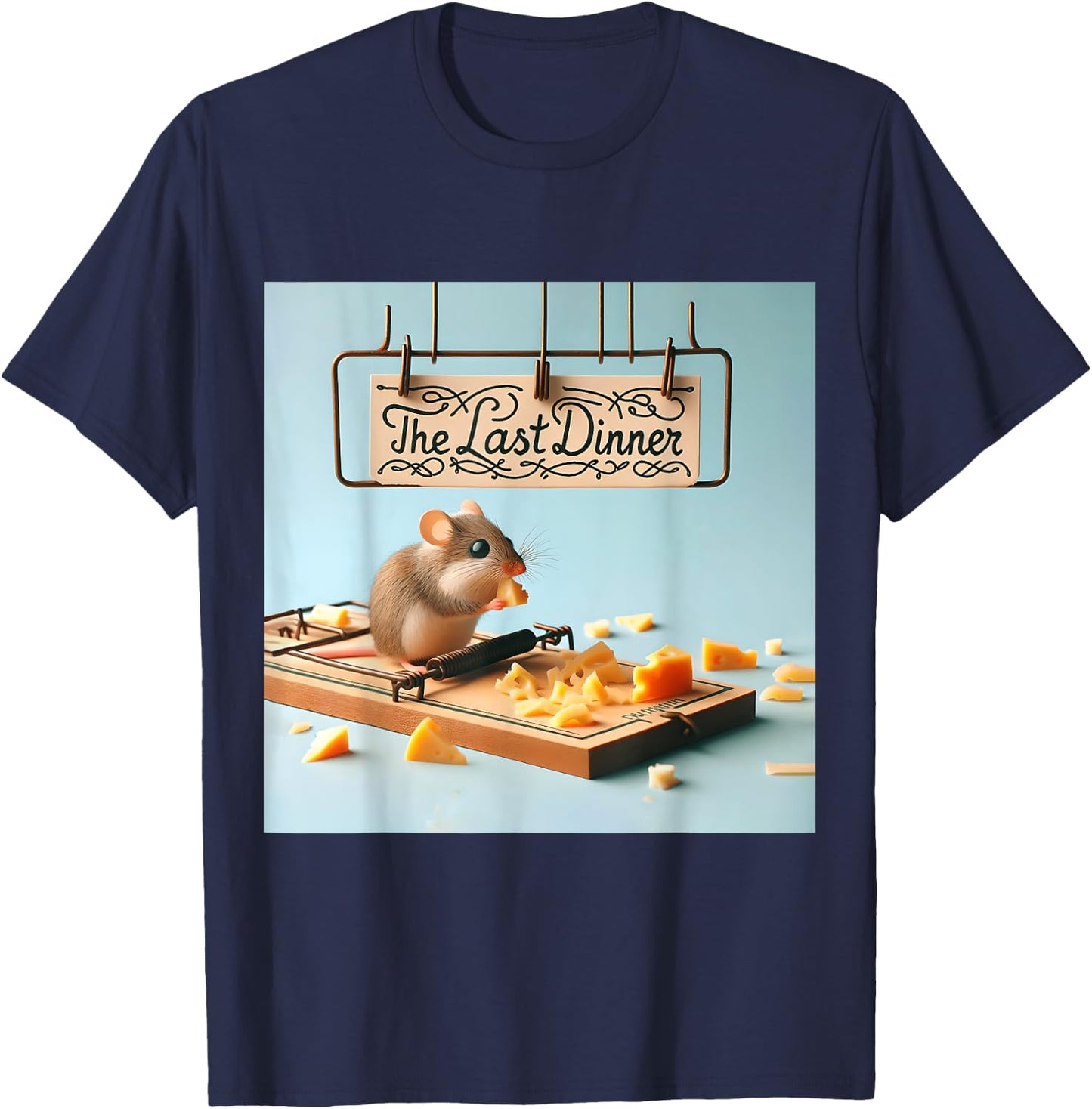 Fantasy Cute Mouse Cheese Mousetrap T-Shirt - T-Shirt | Navy