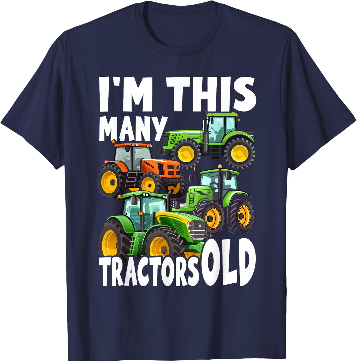 4 Year Old Boy Tractors Old 4th Birthday Farm Tractor Truck T-Shirt - T-Shirt | Navy