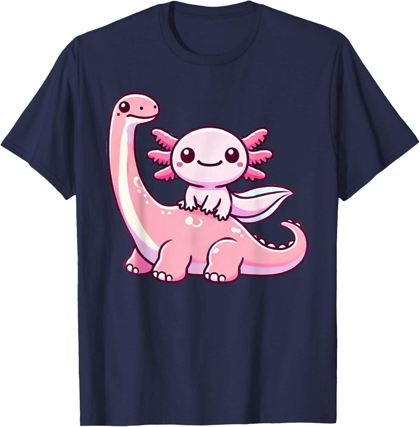 Anime Kawaii Axolotl Dinosaur Brachiosaurus T-Shirt - T-Shirt | Navy