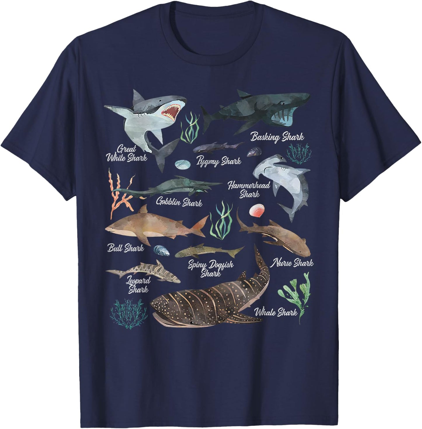 Types Of Shark - Shark Breeds Species - Shark Love T-Shirt - T-Shirt | Navy