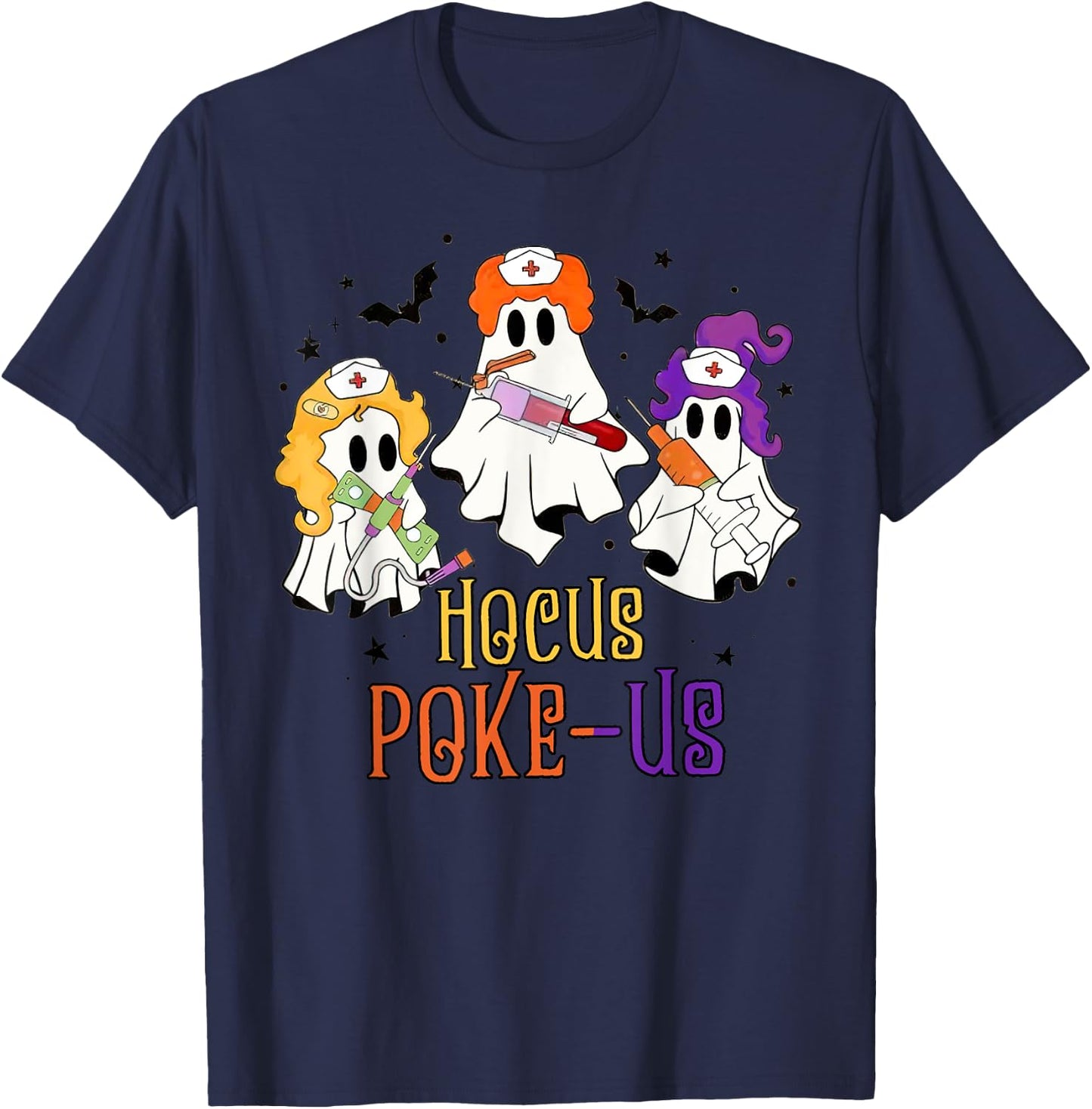Phlebotomist Halloween,Medical Lab Tech,ER Crew Spooky Nurse T-Shirt - T-Shirt | Navy