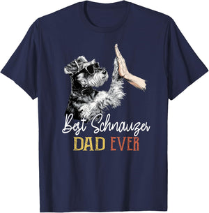 Best Schnauzer Dad Ever Men Daddy Dog Lover Fathers Day T-Shirt - T-Shirt | Navy