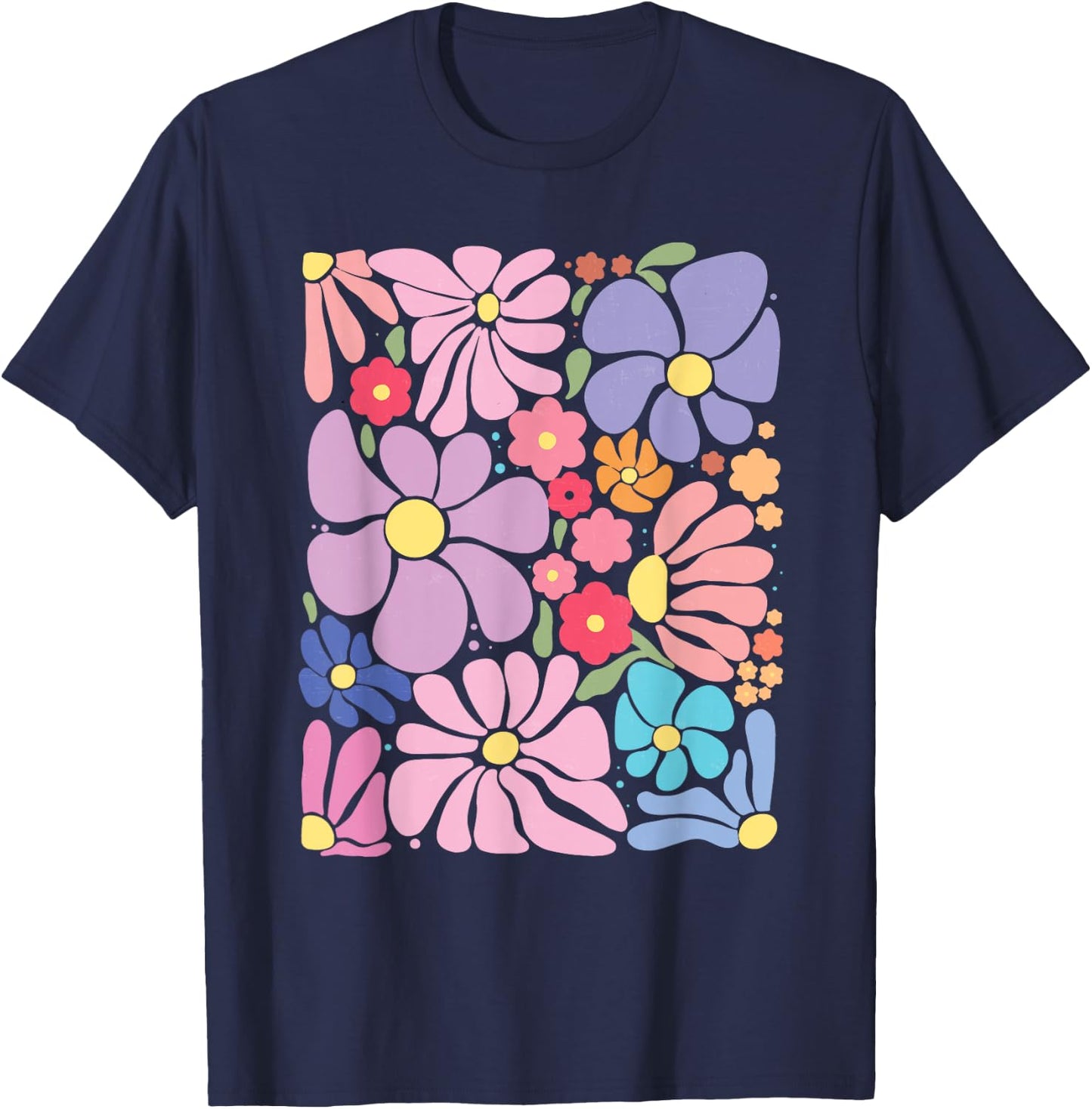 Boho Wildflowers Floral Nature Flower Nature Lover T-Shirt - T-Shirt | Navy