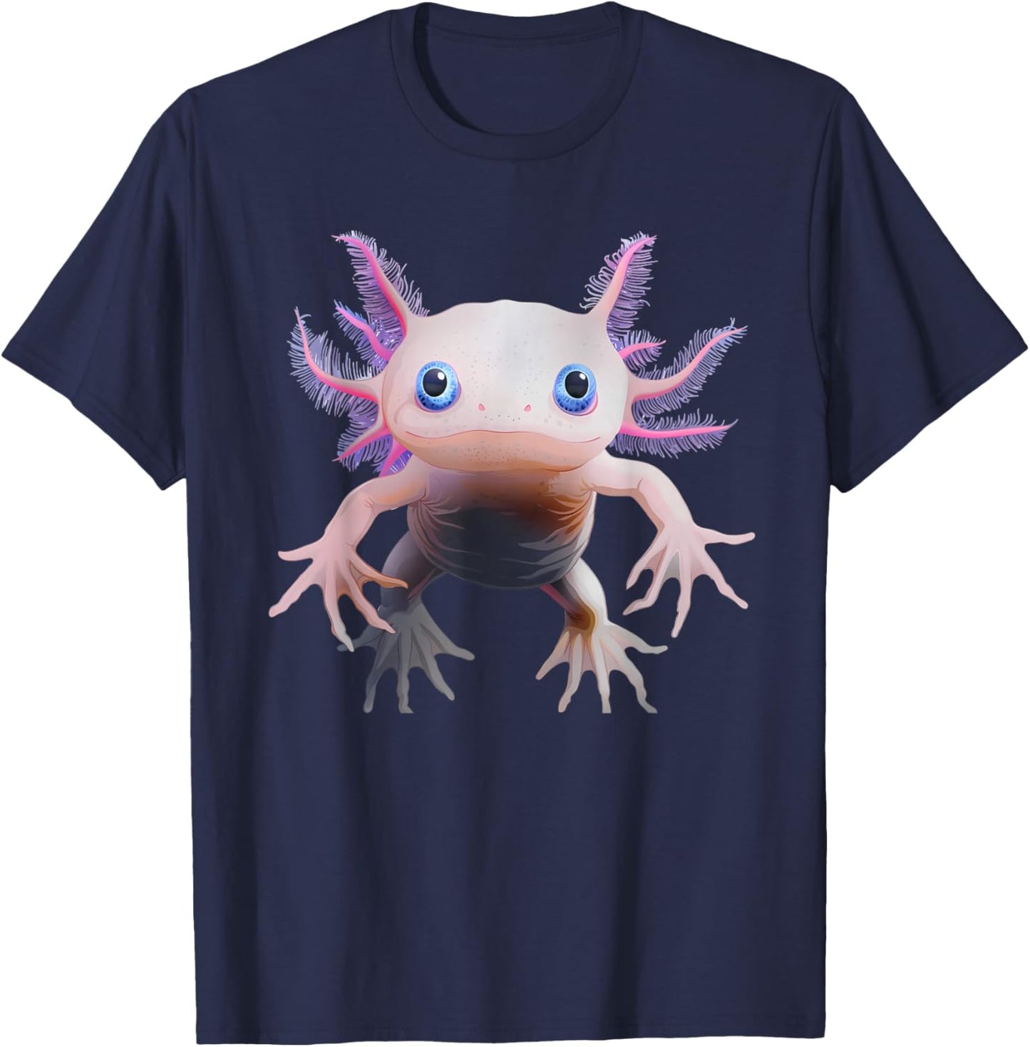 Axolotl Mexican Walking Fish Cute Amphibian Axolotl T-Shirt - T-Shirt | Navy