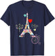 Paris in Our Hearts Eiffel Tower France Love Sign T-Shirt - T-Shirt | Navy