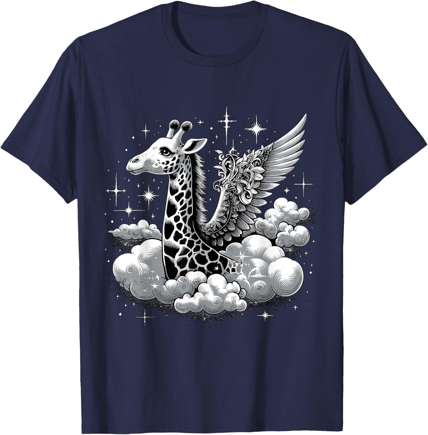 Giraffe with Wings Angel Giraffe T-Shirt - T-Shirt | Navy