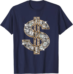 Cool As Dollar Bill Dollar Sign $ Money Hustle Hard Work T-Shirt - T-Shirt | Navy