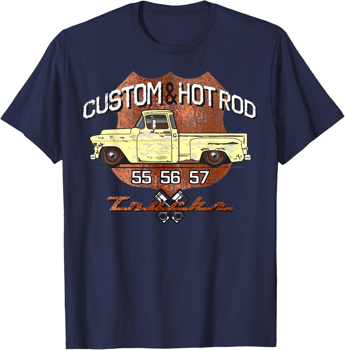 55 56 57 Chevys Truck T-Shirt - T-Shirt | Navy