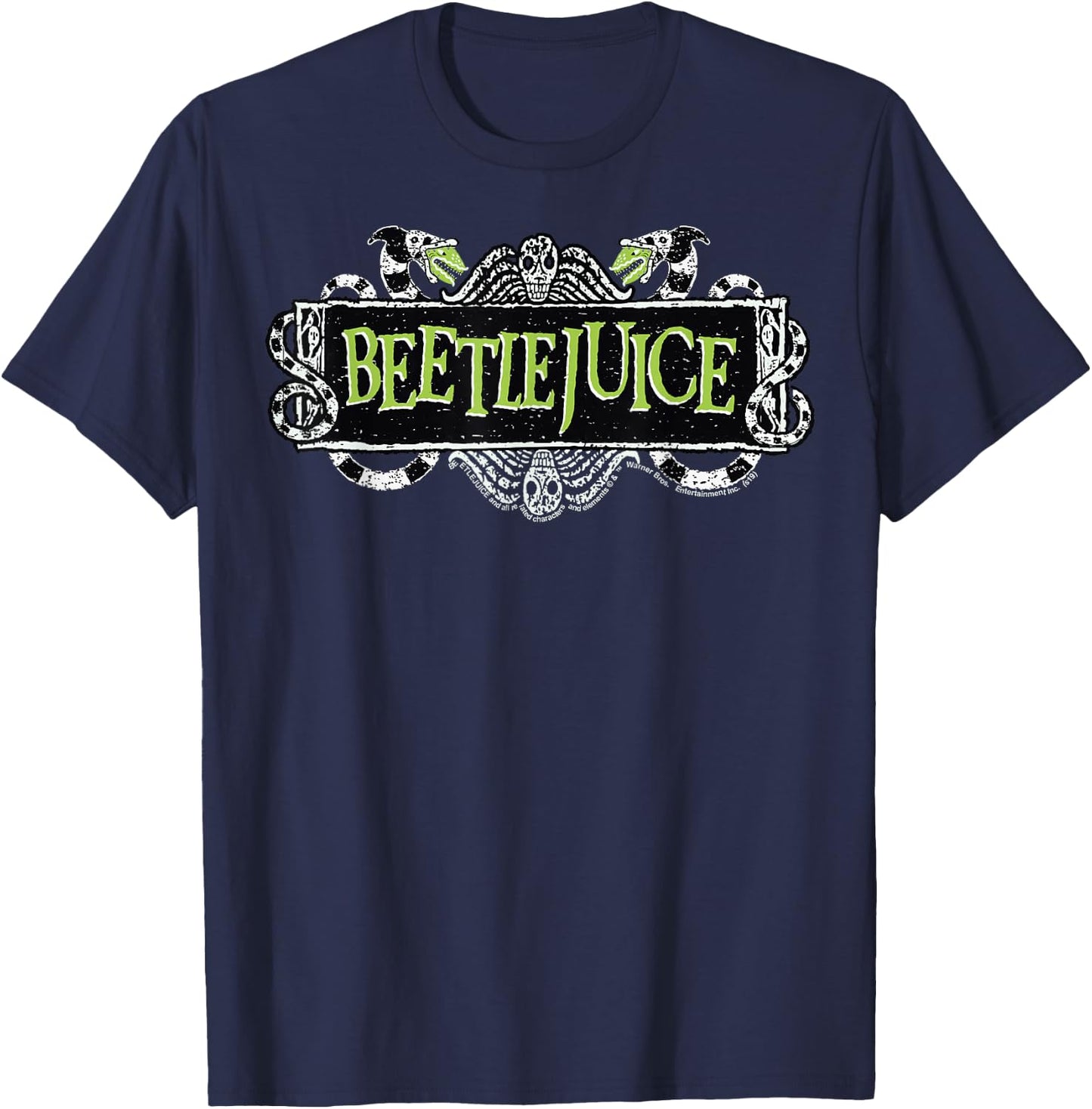 Beetlejuice Green Sign Logo T-Shirt - T-Shirt | Navy