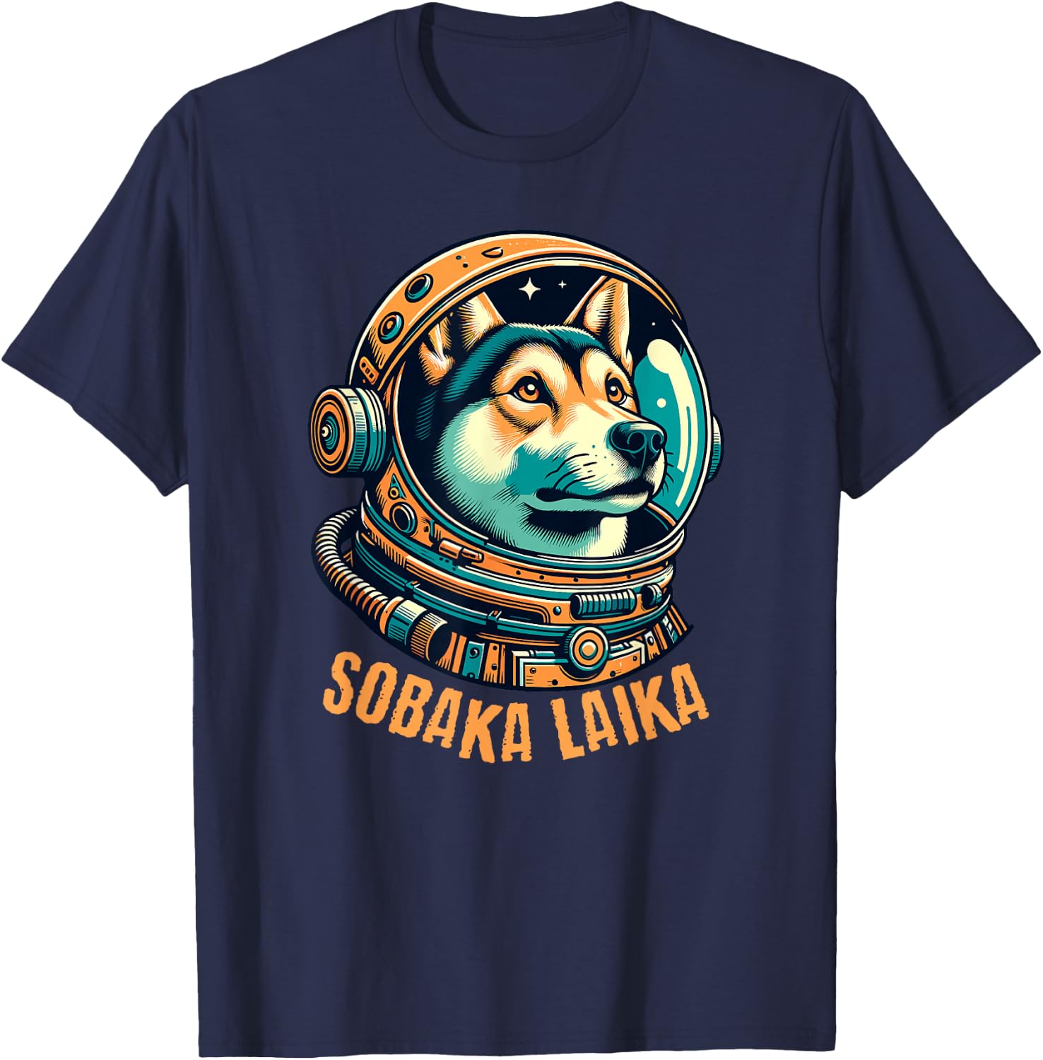 USSR Sobaka Laika Soviet Space T-Shirt - T-Shirt | Navy
