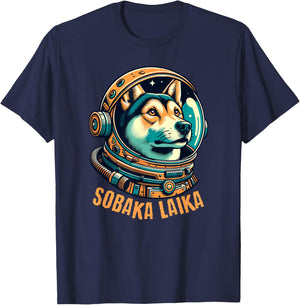 USSR Sobaka Laika Soviet Space T-Shirt - T-Shirt | Navy