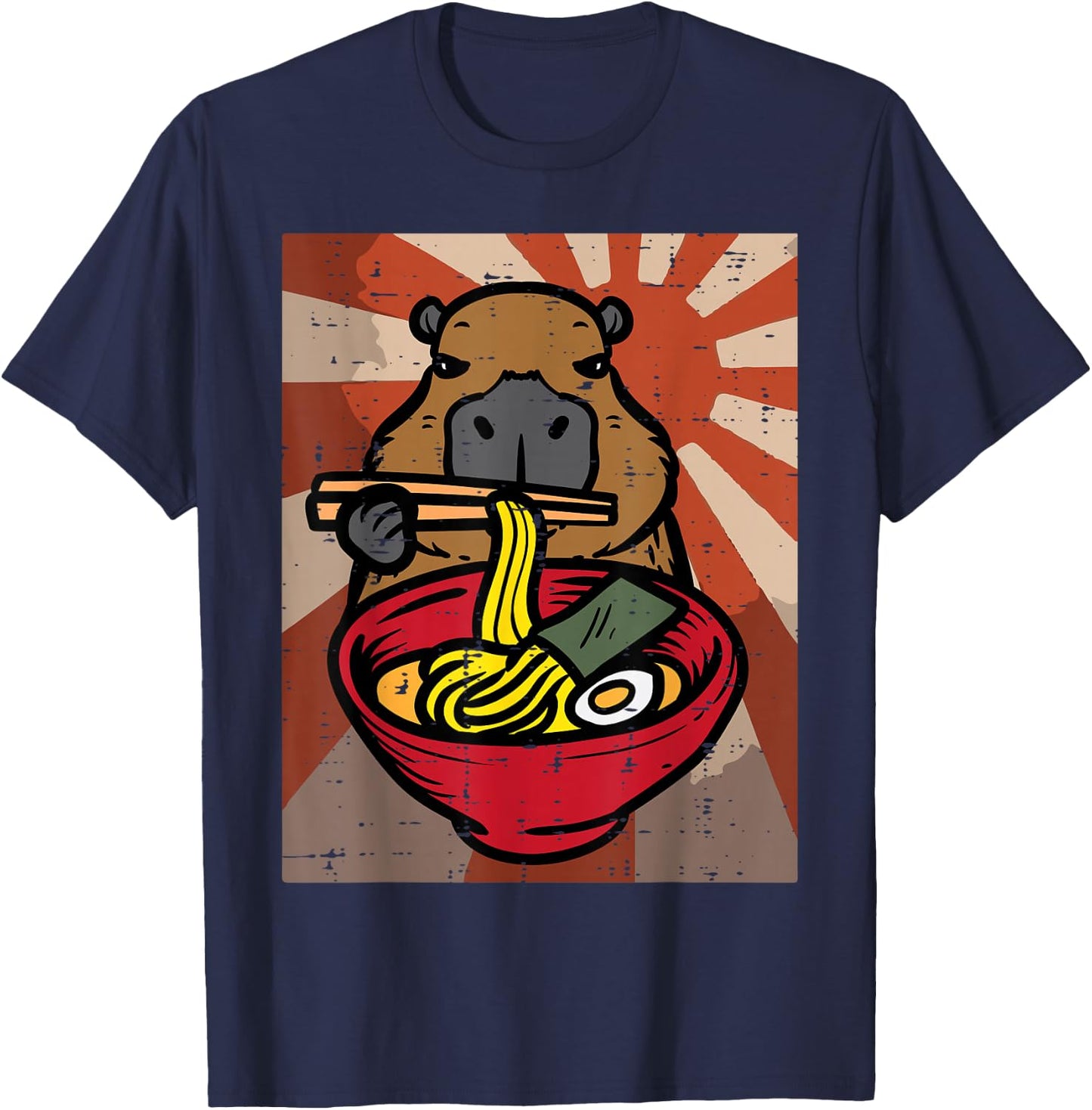 Capybara Ramen Kawaii Capy Japanese Food Men Women Kids Boys T-Shirt - T-Shirt | Navy