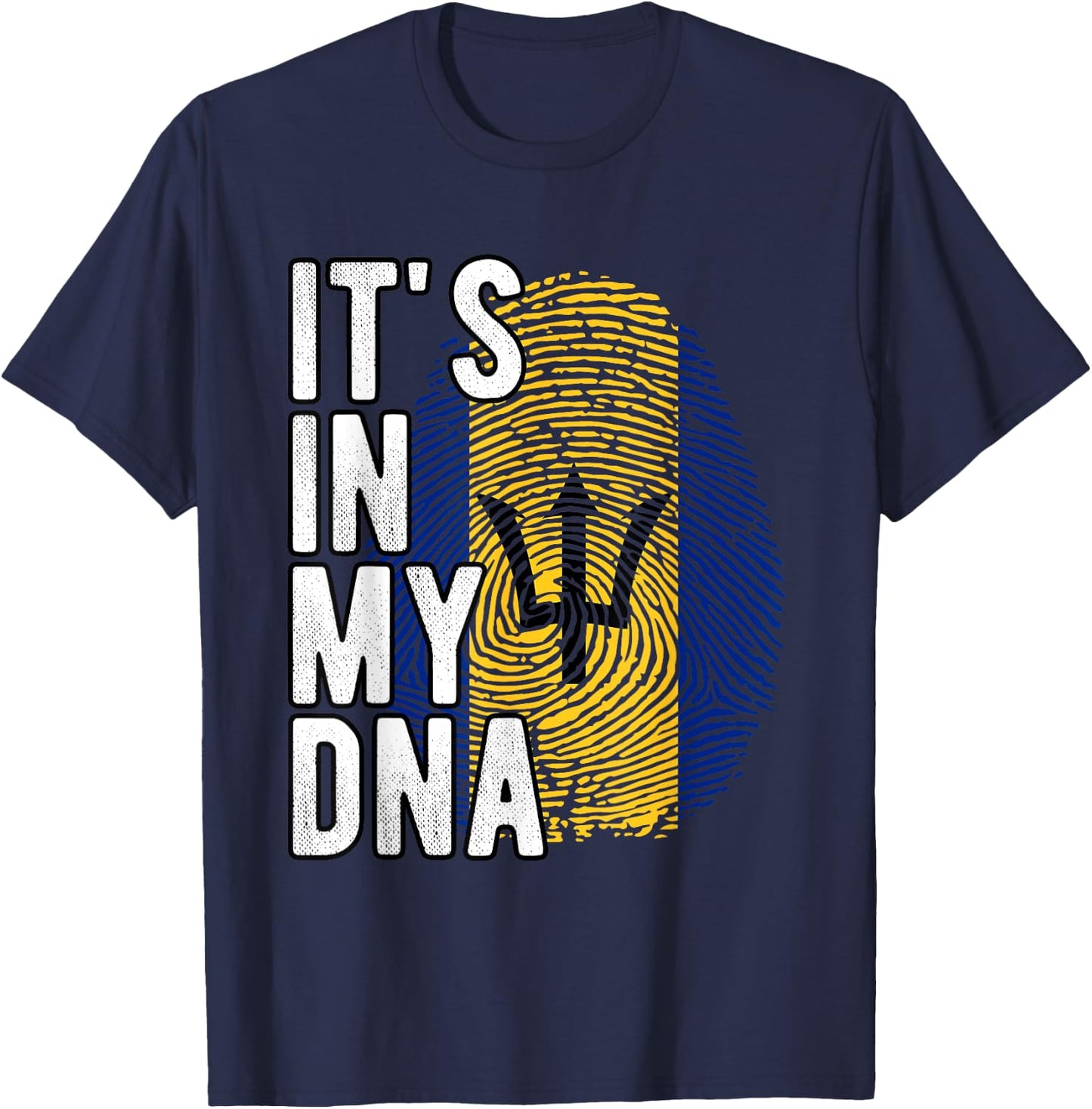 Funny it's in my DNA Barbados flag Fingerprint T-Shirt - T-Shirt | Navy