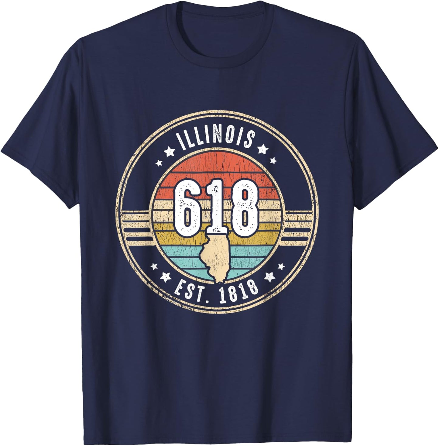 Illinois Area Code 618 Home State Pride Souvenir T-Shirt - T-Shirt | Navy