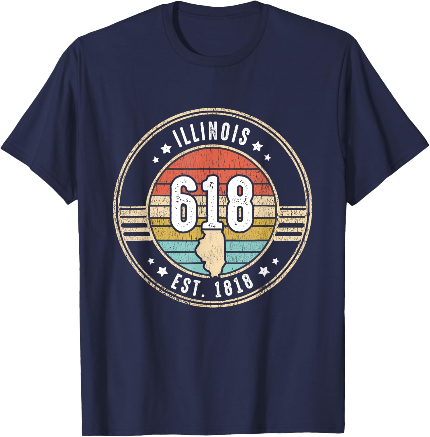 Illinois Area Code 618 Home State Pride Souvenir T-Shirt - T-Shirt | Navy