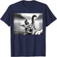 Bigfoot Riding Loch Ness Monster Surprised Scared Cat Selfie Women Girls Kids T-Shirt - T-Shirt | Navy
