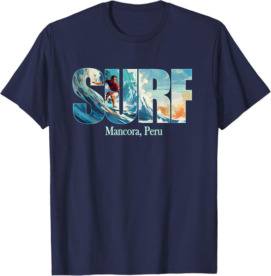 Mancora, Peru Beach Surfing T-Shirt - T-Shirt | Navy